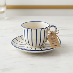 Blueberry Bloom Cup & Saucer ~ Set Of 2