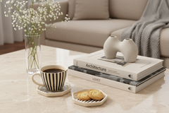 Black Striped Mugs & Saucers