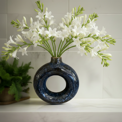 Blue Noir Donut Vase