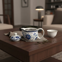 Imperial Blue Peony Teapot (with strainer)