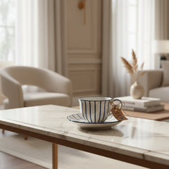 Blueberry Bloom Cup & Saucer ~ Set Of 2