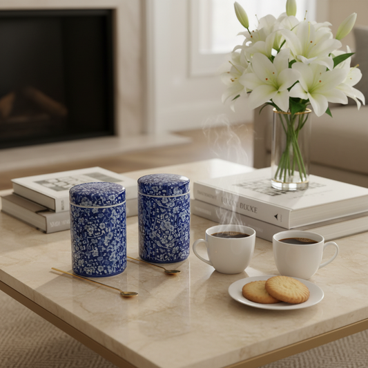 Cobalt Fleur Jar ~ Set of 2