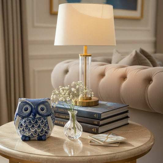 Azure Haven Owl Sculpture