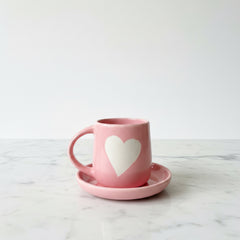 Love Note Pink Mug and Saucer Set