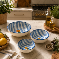 Azure Orchard Bowls ~ Set of 3