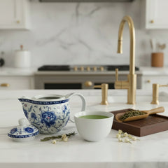 Imperial Blue Peony Teapot (with strainer)