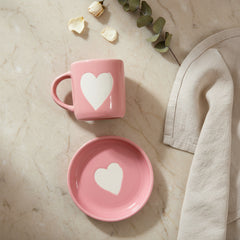 Love Note Pink Mug and Saucer Set