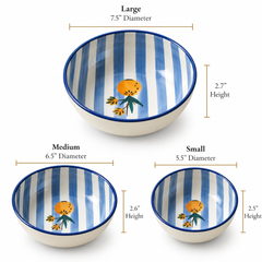 Azure Orchard Bowls ~ Set of 3