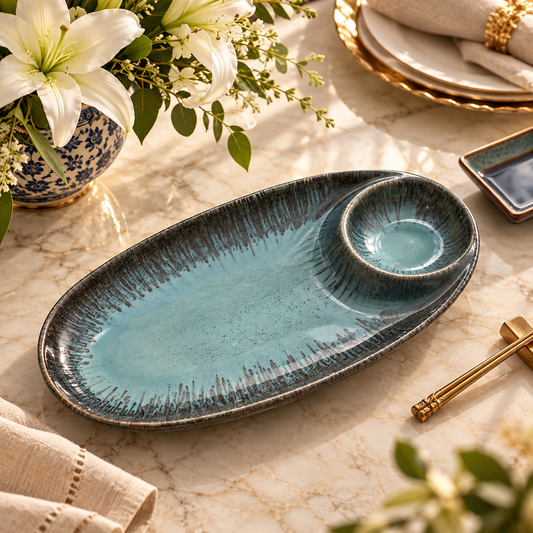 Azure Oval Snack Platter