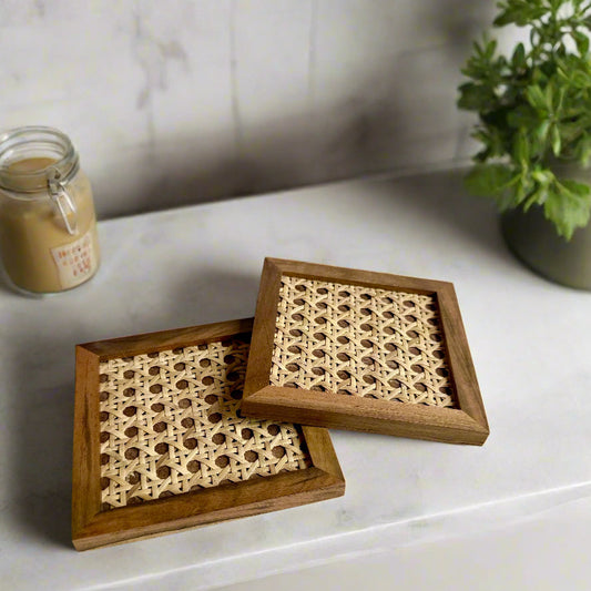 The Walnut Weave Coasters – Set of 4