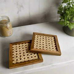 The Walnut Weave Coasters – Set of 4