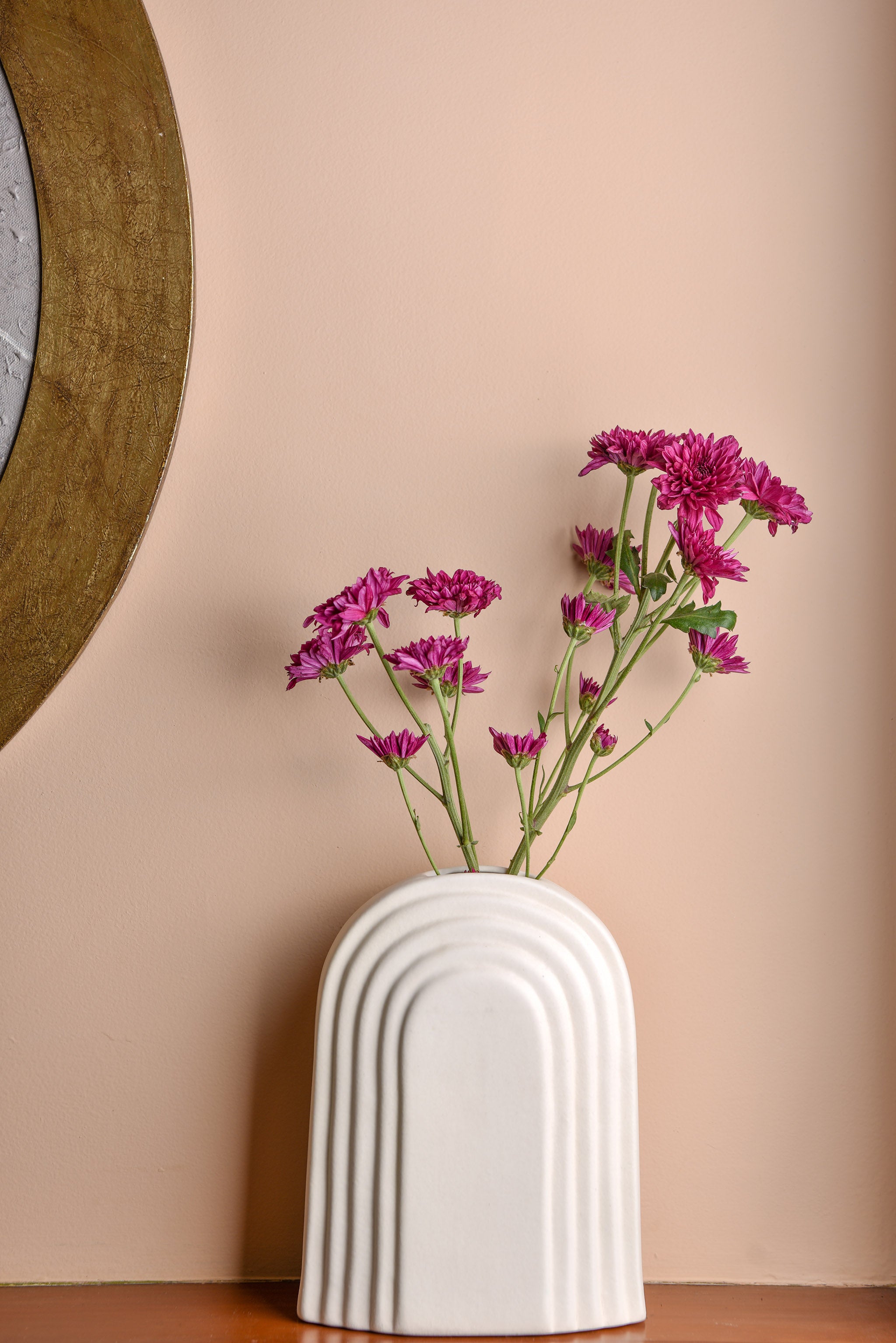 White Ribbed Vases