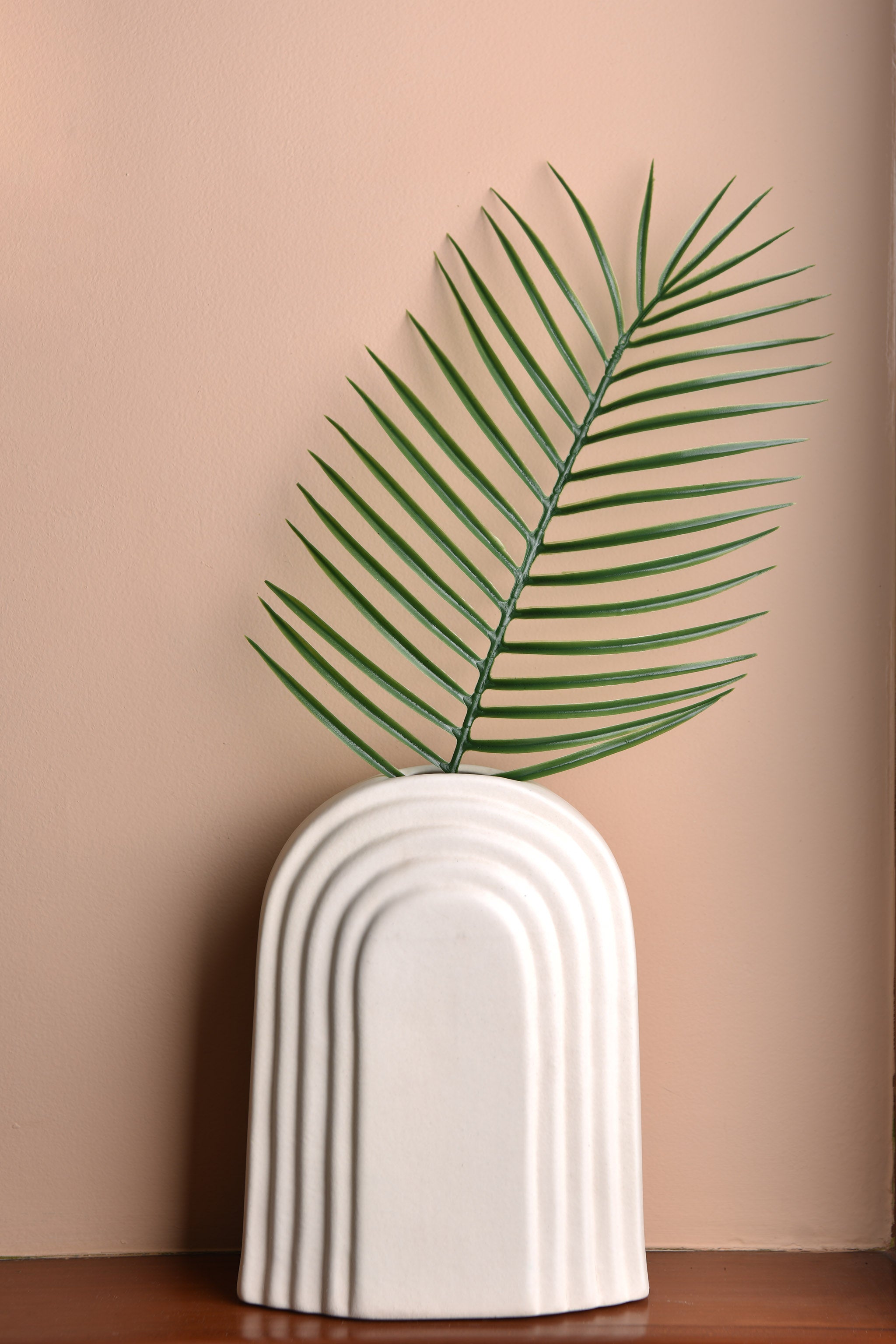 White Ribbed Vases