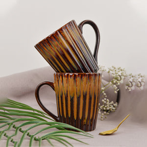 Brown Ribbed Mugs
