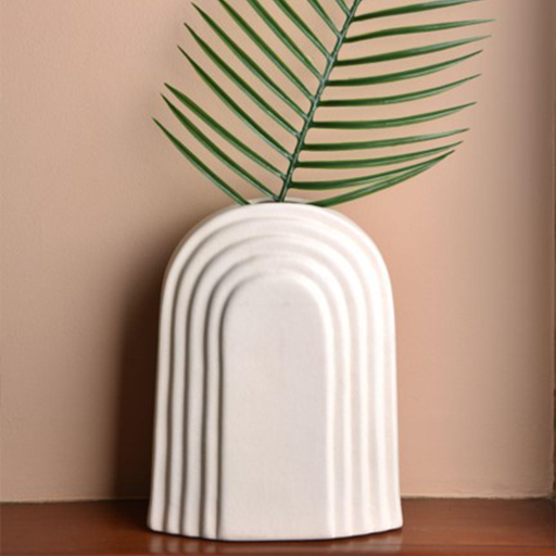 White Ribbed Vases
