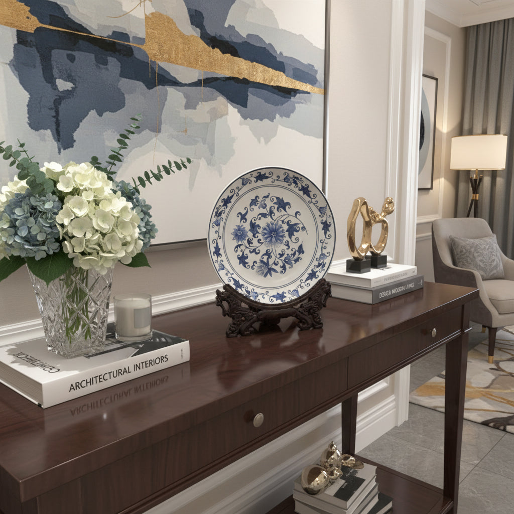 Imperial Blue Dynasty Plate & Stand