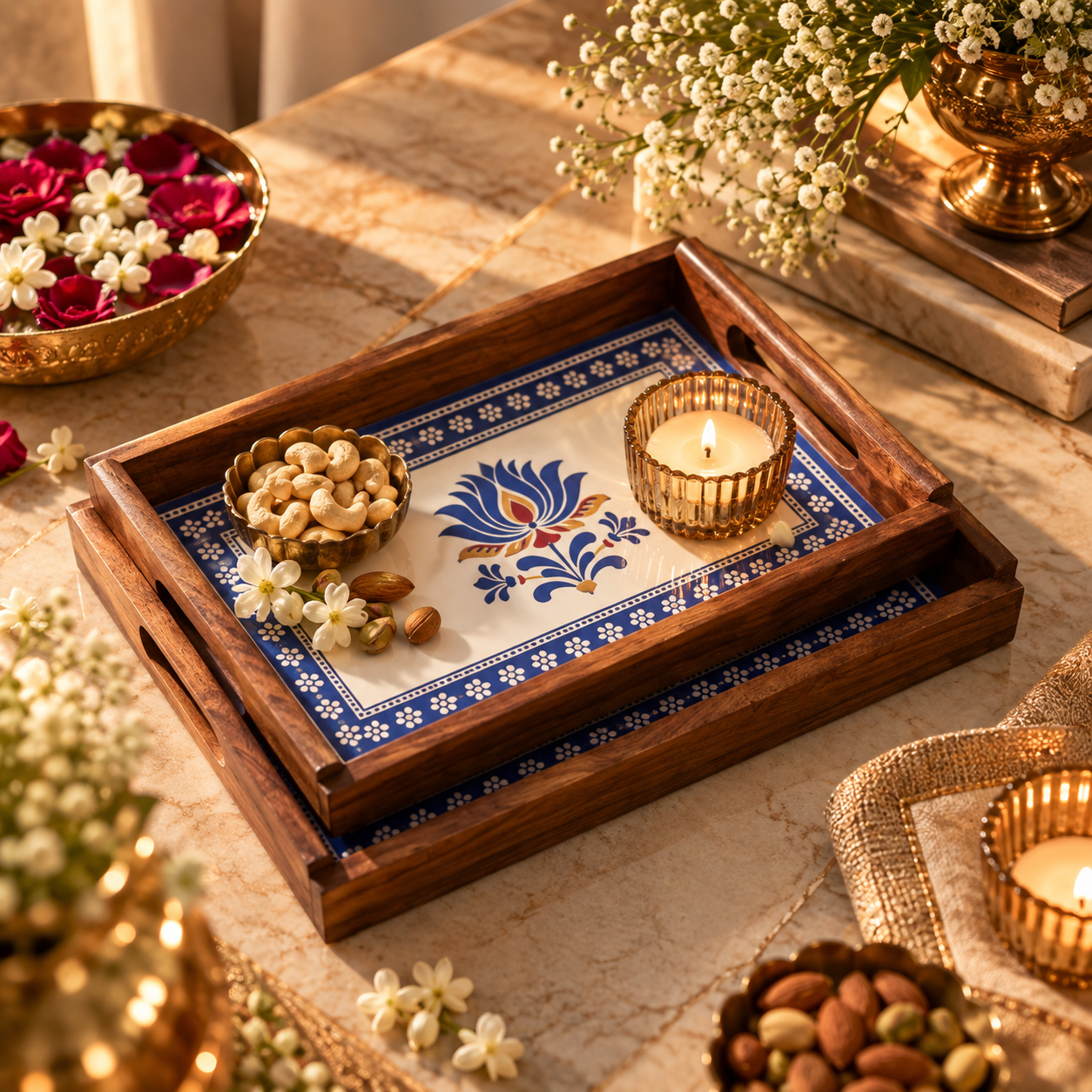 Lotus Sutra Nesting Tray ~ Set of 2