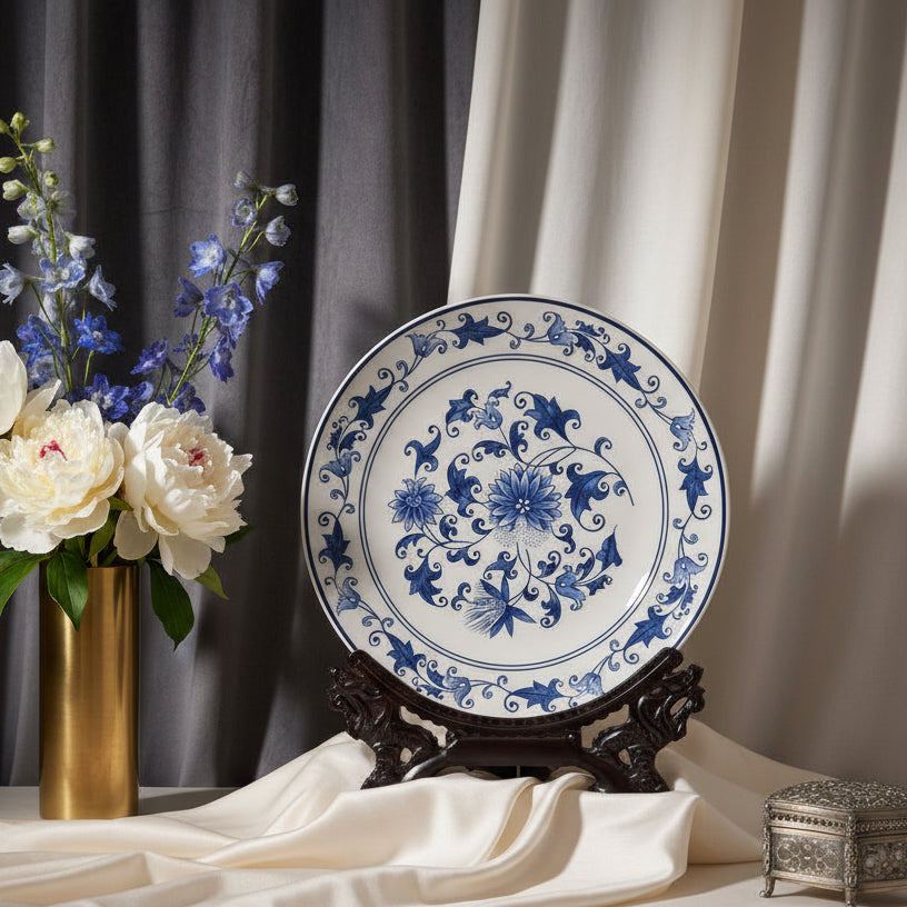 Imperial Blue Dynasty Plate & Stand