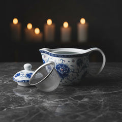 Imperial Blue Peony Teapot (with strainer)