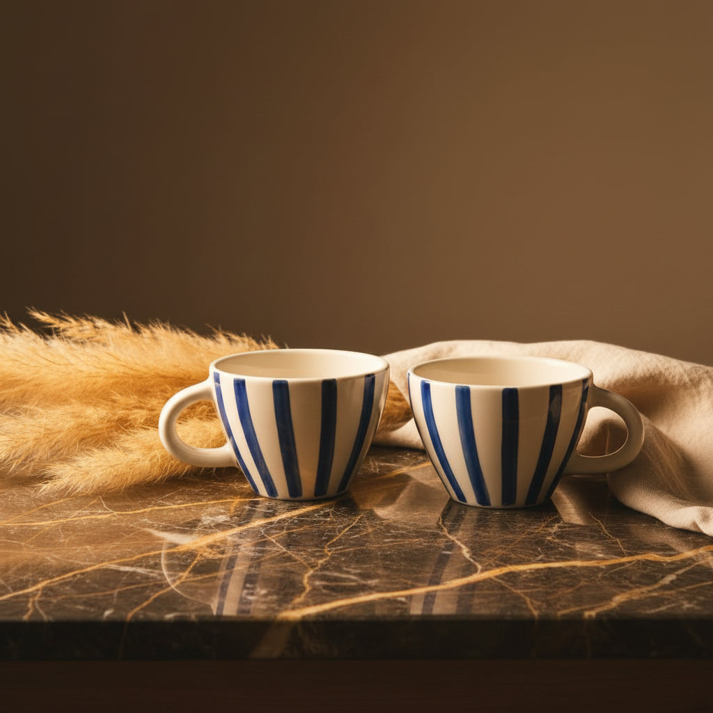 Indigo Drift Mugs ~ Set of 2