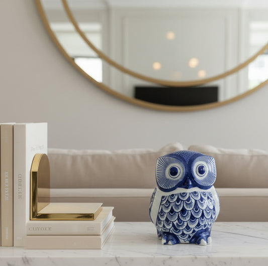 Azure Crest Owl Sculpture