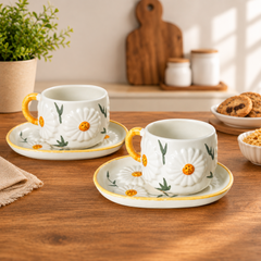 The Daisy Bloom Mug & Saucer ~ Set of 2