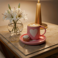 Love Note Pink Mug and Saucer Set