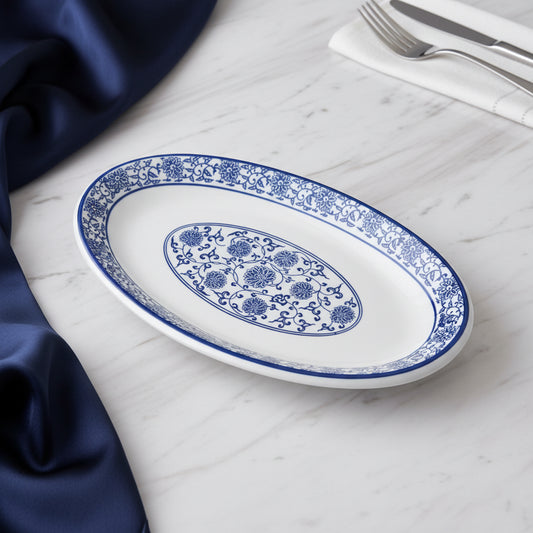 The Heritage Blue Pottery Oval Platter