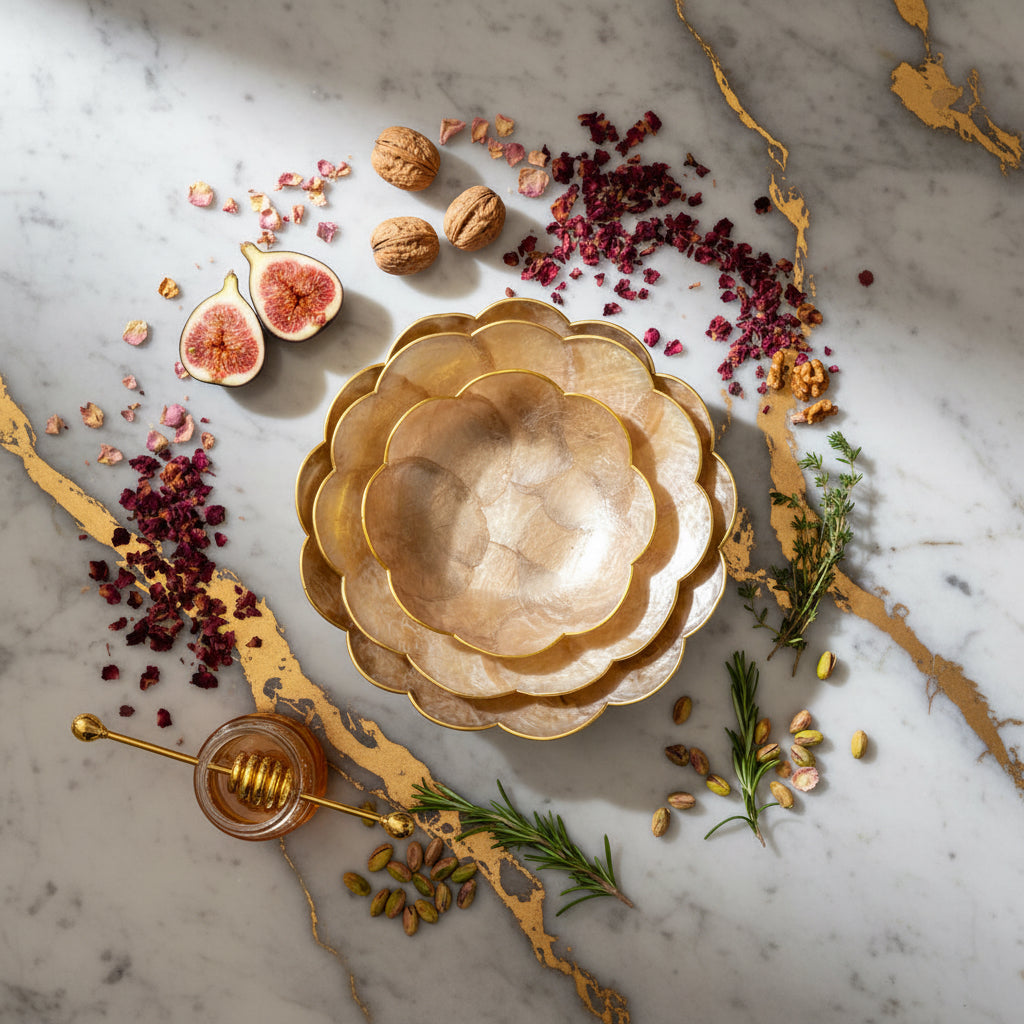 Heritage Scallop Bowls ~ Beige