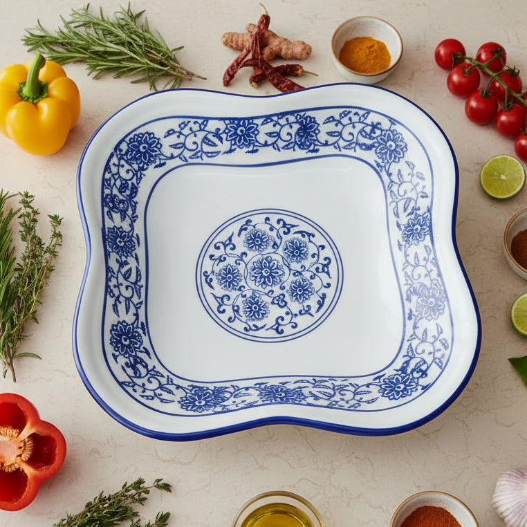 Imperial Blue Dynasty Quad Serving Platter