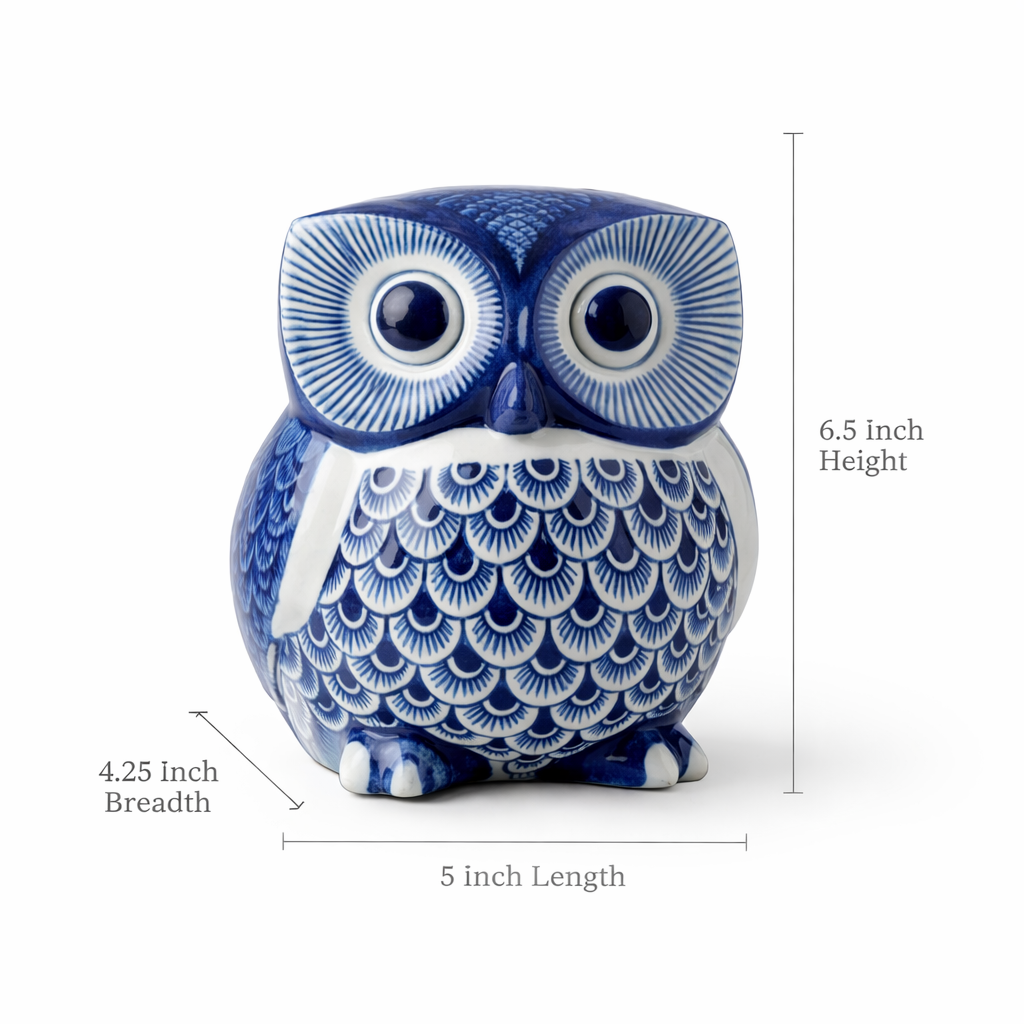 Azure Crest Owl Sculpture