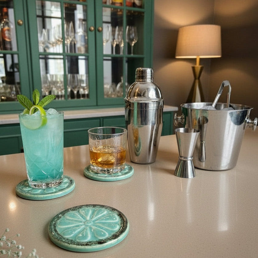 Mint Blossom Coasters ~ Set of 4