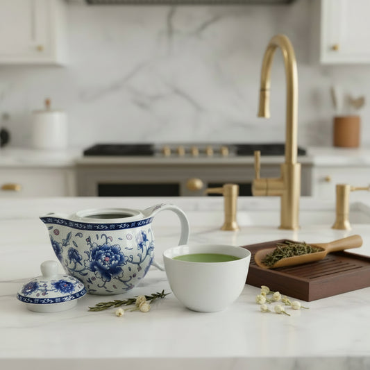 Imperial Blue Peony Teapot (with strainer)
