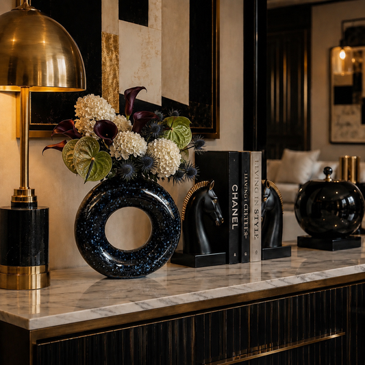 Blue Noir Donut Vase