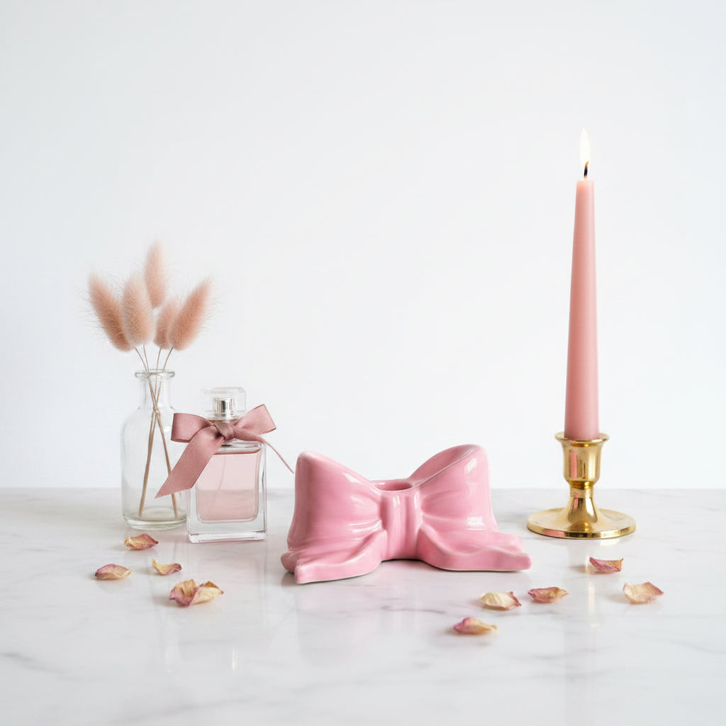 The Rosette Bow Candlestand Duo