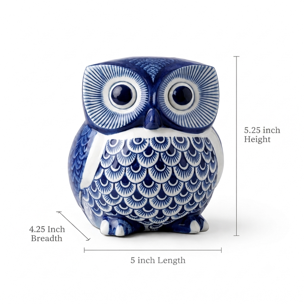 Azure Crest Owl Sculpture