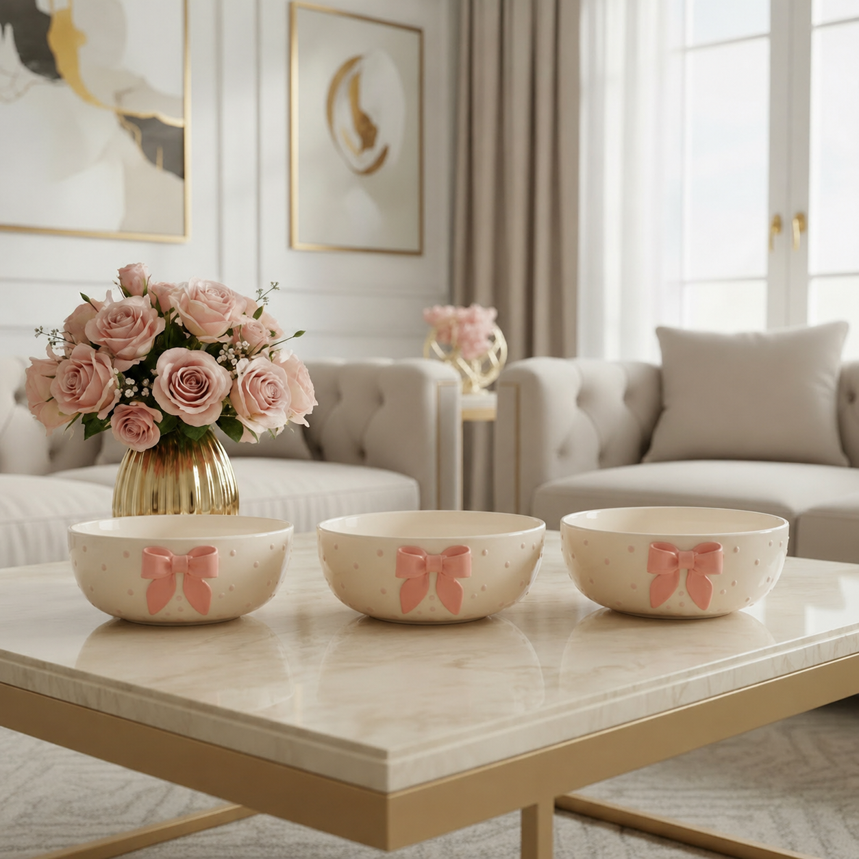 The Blush Bow Nesting Bowls ~ Set of 3