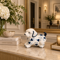 Royal Paws ~ Blue & White Porcelain Dog Set