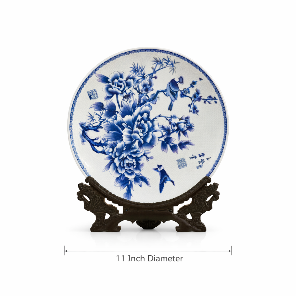Heritage Blue Pottery Plate & Stand