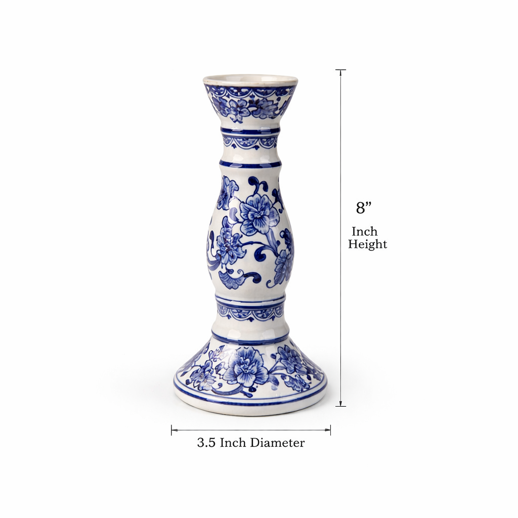Imperial Blue Dynasty Candle Stand ~ Set of 2