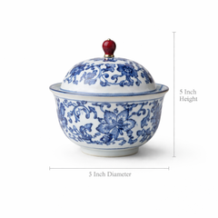 Heritage Floral Blue Pottery Jar