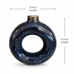 Blue Noir Donut Vase