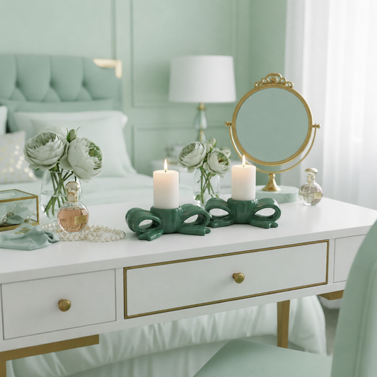 The Jade Bow Candlestand Duo