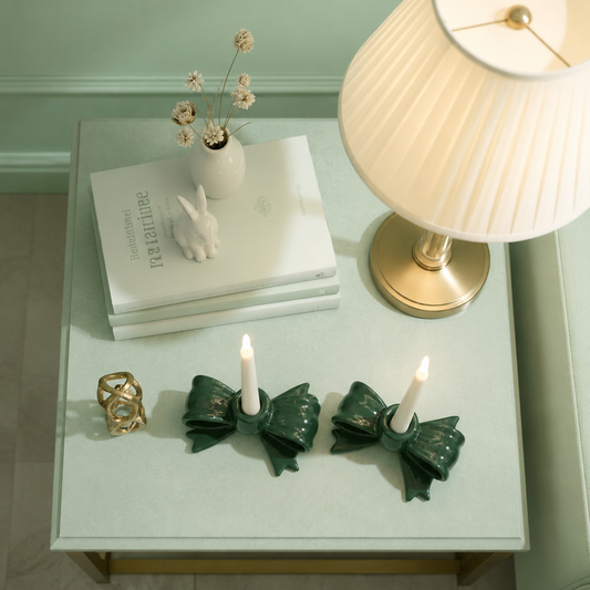 The Jade Bow Candlestand Duo